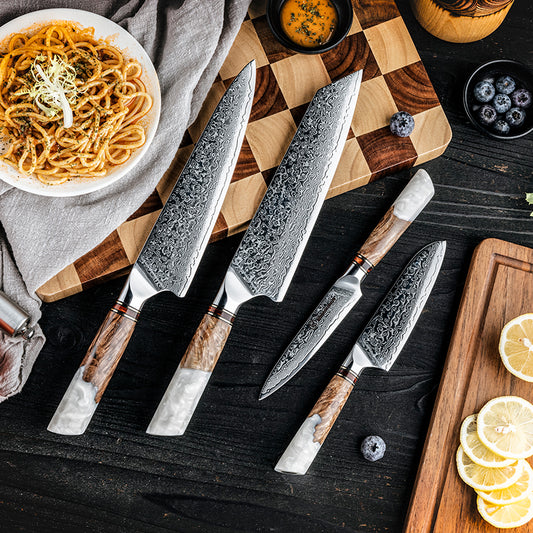 Grandsharp 4Pcs Kitchen Knife Set Damascus Steel 10Cr15C0Mov Steel Vegetables Fruit Slicer kiritsuke Chef Knives Cooking Tools