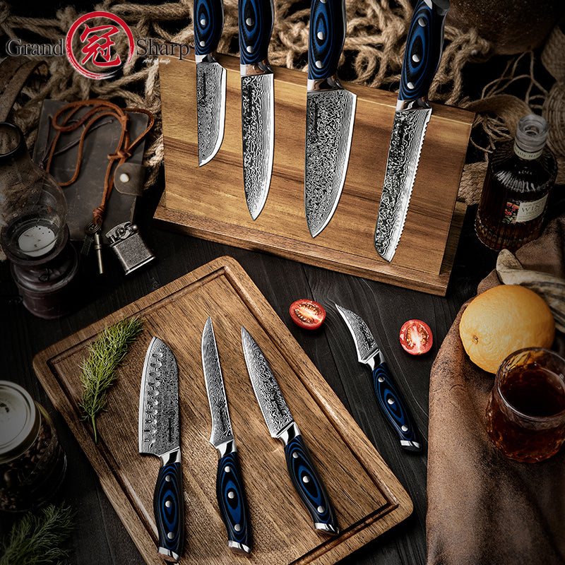 Damascus Kitchen Knives 67 Layers AUS-10 Japanese Steel Chef Santoku Boning Utility Slicing Knives