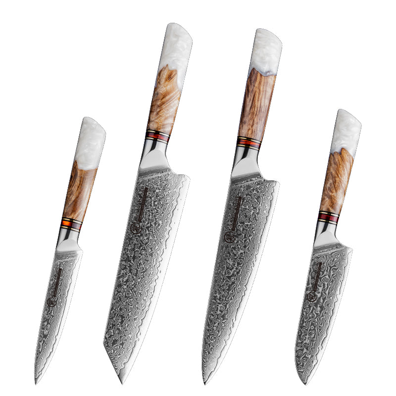 Grandsharp 4Pcs Kitchen Knife Set Damascus Steel 10Cr15C0Mov Steel Vegetables Fruit Slicer kiritsuke Chef Knives Cooking Tools