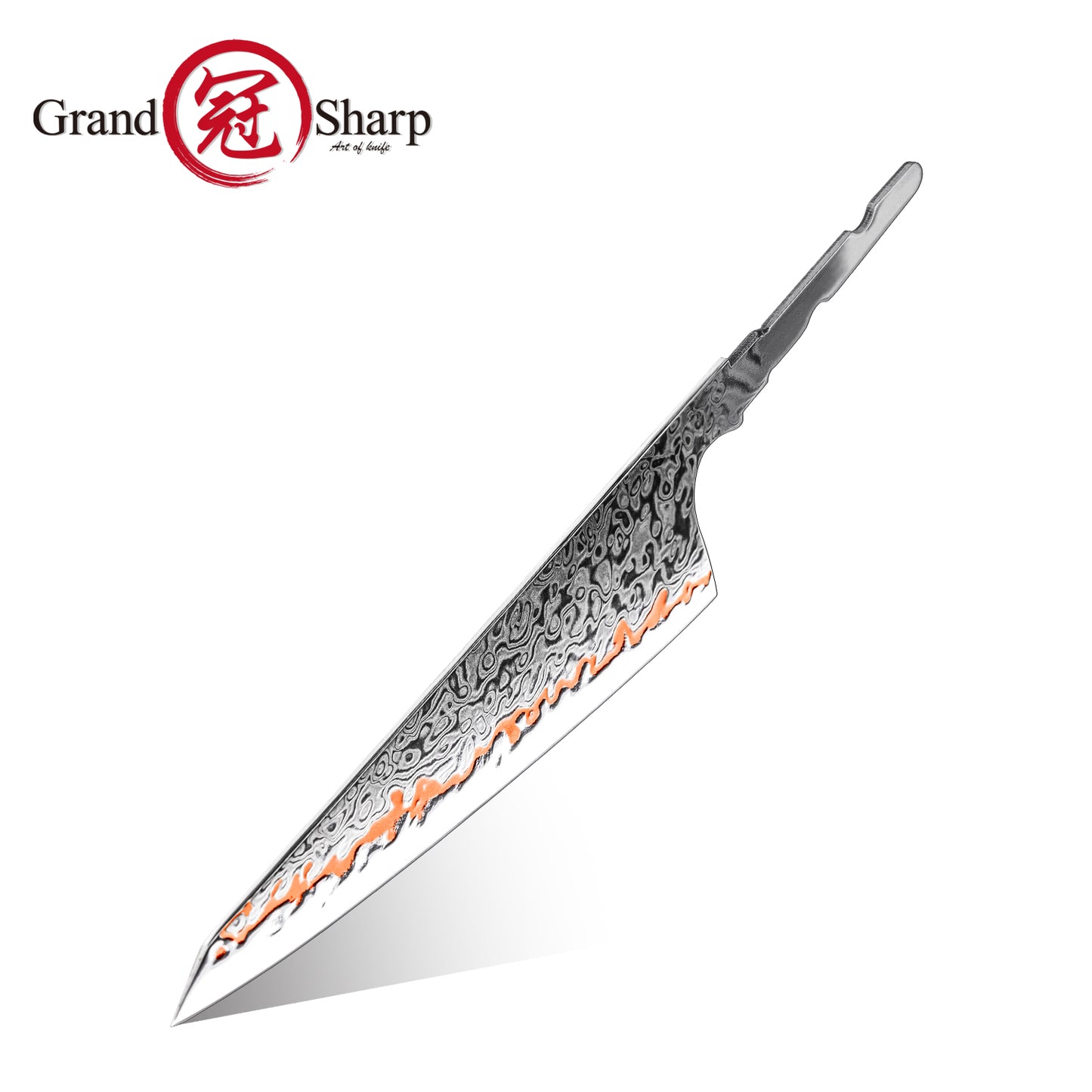 Grandsharp DIY Knife Blade Kiritsuke Knife Blank Blade 55 Layers Copper Damascus Steel Chef Santoku Meat Food Cutter