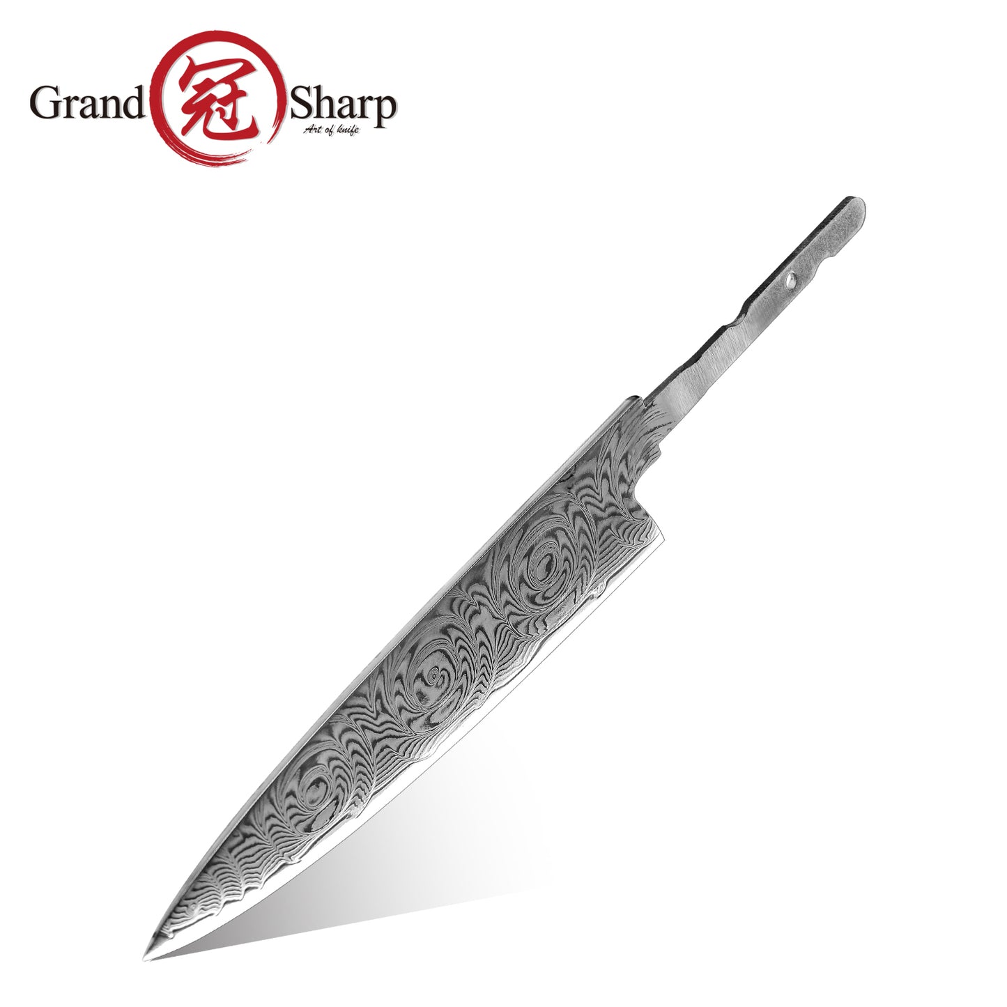 Grandsharp 67 Layers Damascus Steel DIY Hidden Tang Blade with Rose Pattern