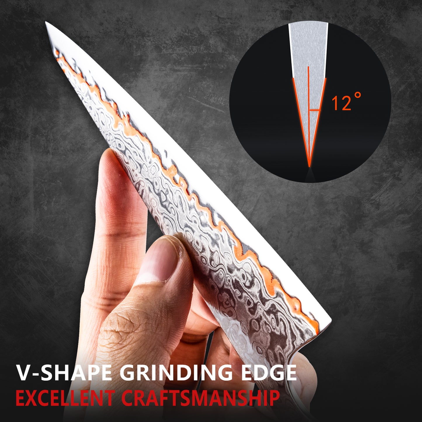 Grandsharp DIY Knife Blade Kiritsuke Knife Blank Blade 55 Layers Copper Damascus Steel Chef Santoku Meat Food Cutter