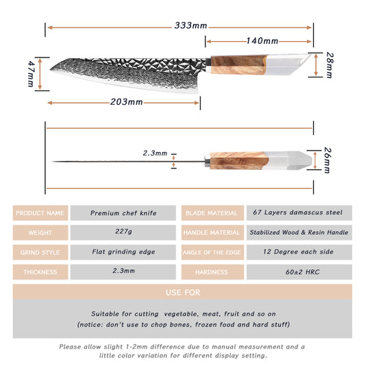 Grandsharp New Design Damascus Gyuto Chef Knife
