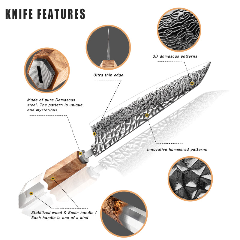 Grandsharp 8 Inch Chef Knife 67 Layers damascus Steel AUS-10 Kitchen Knife Vegetables Fruit Slicer kiritsuke Knives Cooking Tool