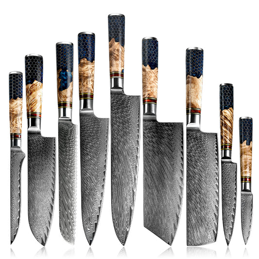 Damascus Kitchen Knives AUS- 10 Japanese Chef Knife Cleaver Paring Bread Utility Knife Cooking Tool with Gift Box