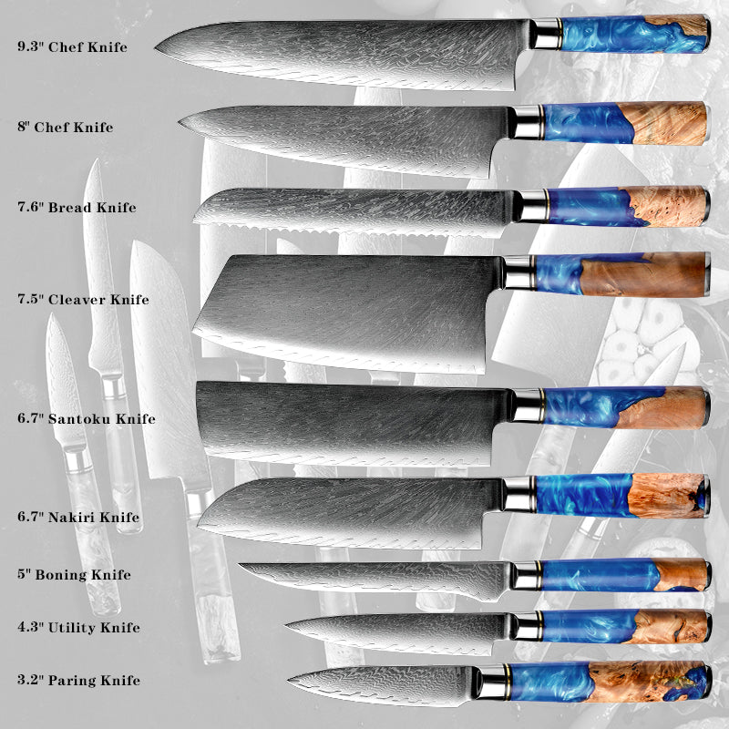 Damascus Kitchen Knives vg10 Japanese Stainless Steel Chef Santoku Cleaver Bread Utility Paring Boning Knife Cooking Tools