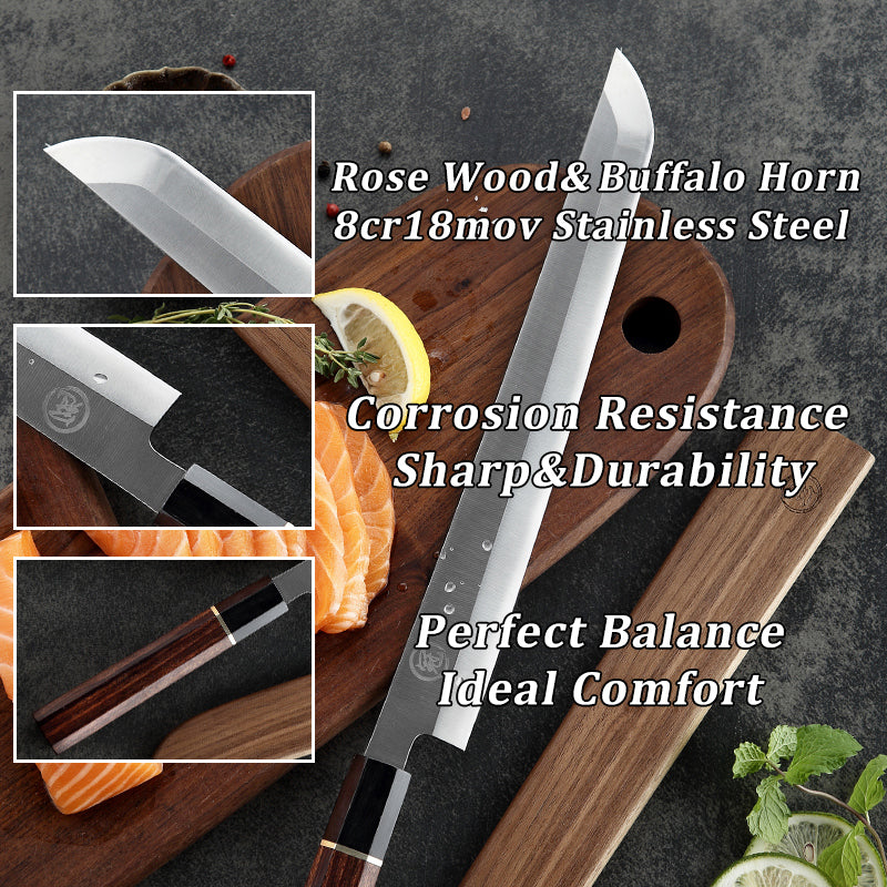 Premium Japanese Kitchen Knife Sakimaru Chef Knife 8cr18mov Steel Tuna Sashimi Cutting Tool Saya Scabbard Gift Box