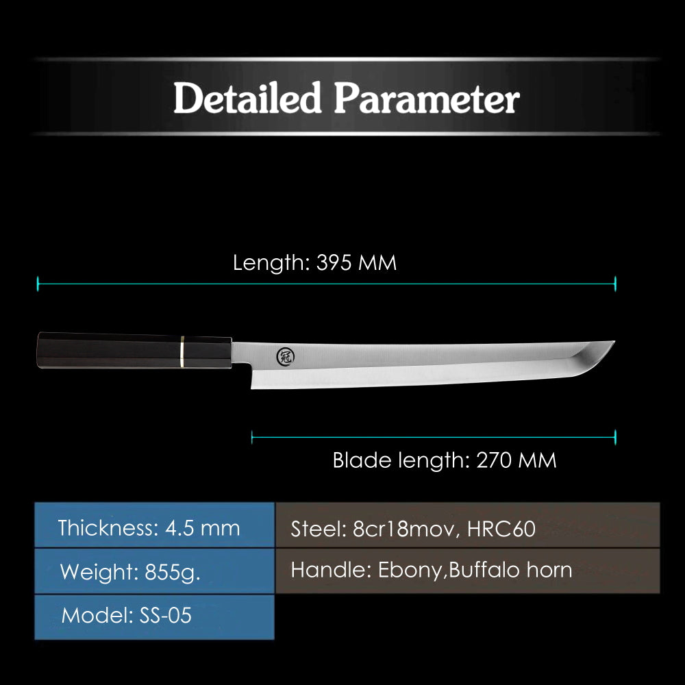 Premium Japanese Kitchen Knife Sakimaru Chef Knife 8cr18mov Steel Tuna Sashimi Cutting Tool Saya Scabbard Gift Box
