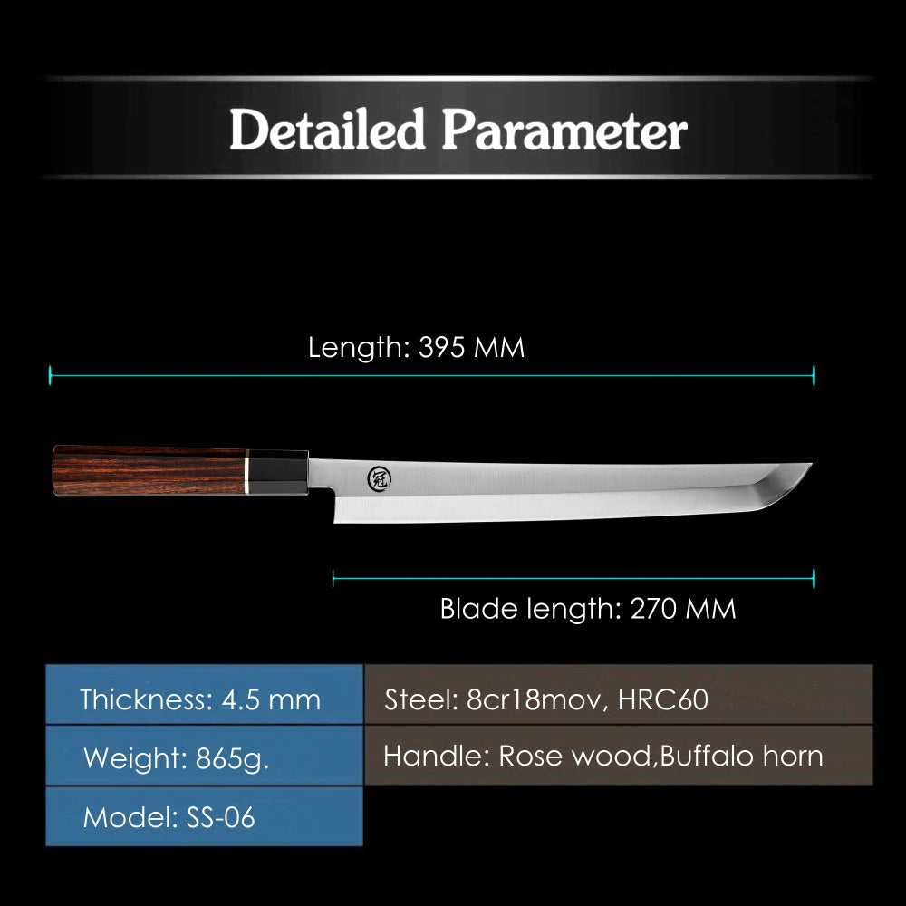 Premium Japanese Kitchen Knife Sakimaru Chef Knife 8cr18mov Steel Tuna Sashimi Cutting Tool Saya Scabbard Gift Box