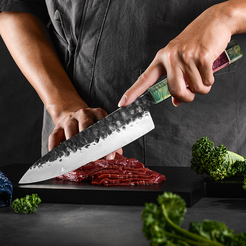 Hand Forged 8 Inch Chef Knife 3 Layers AUS-10 Japanese Steel Sushi Sashimi Kitchen Tools Gyuto Cleaver Slicing Knives