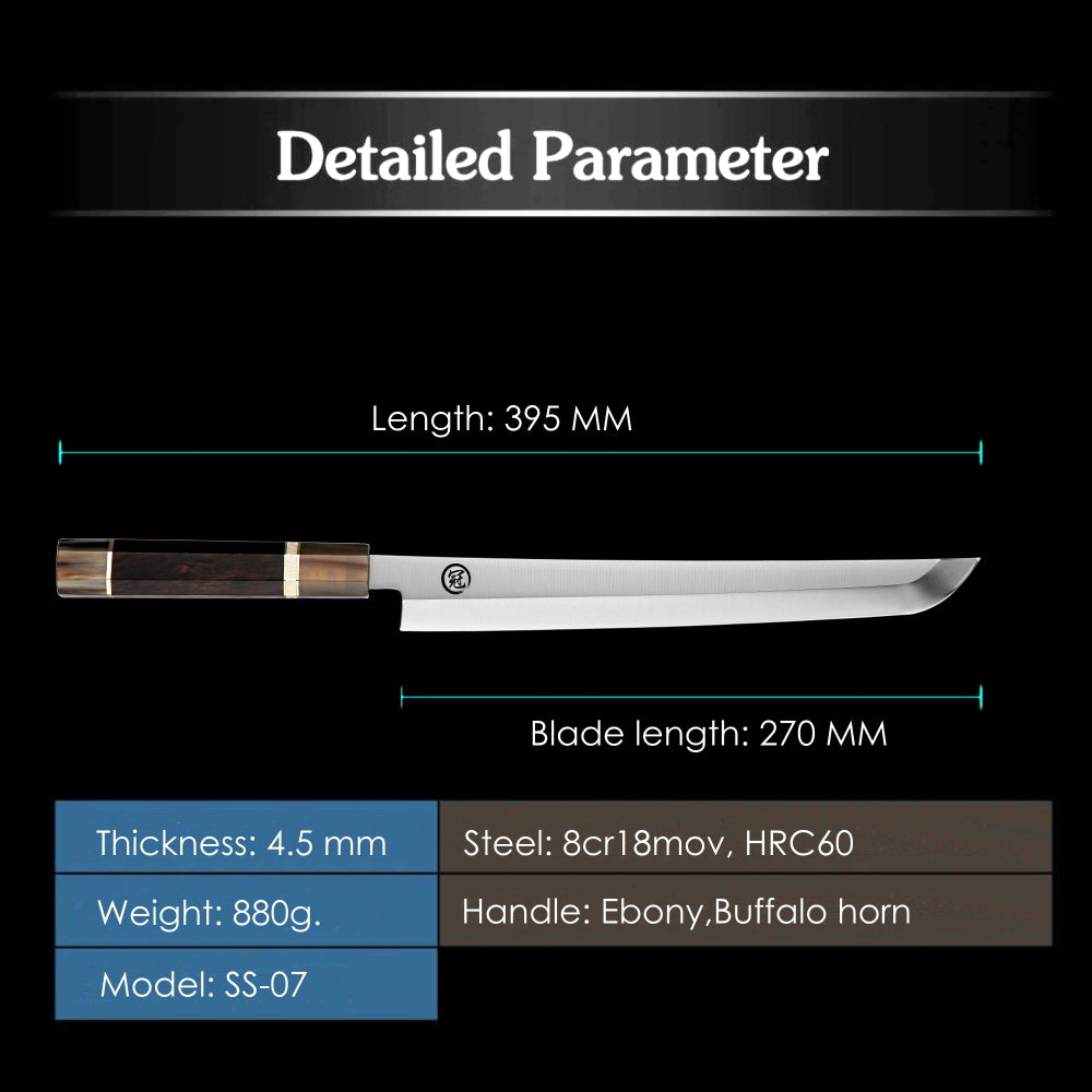 Premium Japanese Kitchen Knife Sakimaru Chef Knife 8cr18mov Steel Tuna Sashimi Cutting Tool Saya Scabbard Gift Box