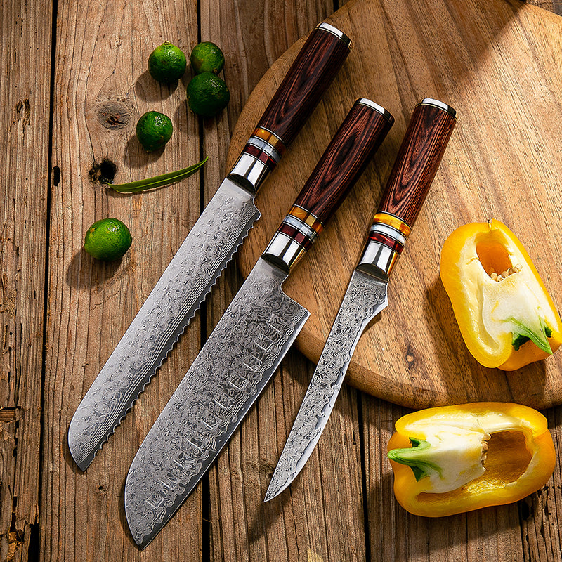 Kitchen Knives Damascus Steel AUS-10 Chef Knife Kiritsuke Boning Bread Santoku Slicing Utility Knife Cooking Tools