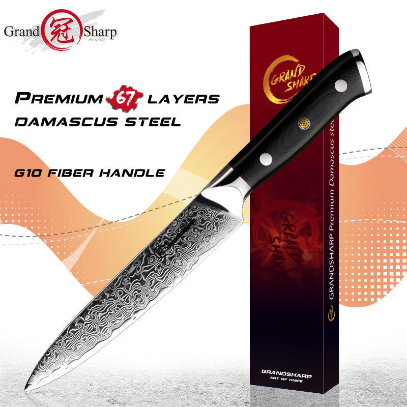 Grandsharp Damascus Knife Set 67 Layers AUS-10 Japanese Damascus Steel Chef Cleaver Boning Kiritsuke Santoku Kitchen Knives