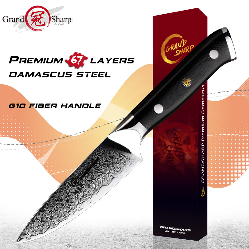 Grandsharp Damascus Knife Set 67 Layers AUS-10 Japanese Damascus Steel Chef Cleaver Boning Kiritsuke Santoku Kitchen Knives