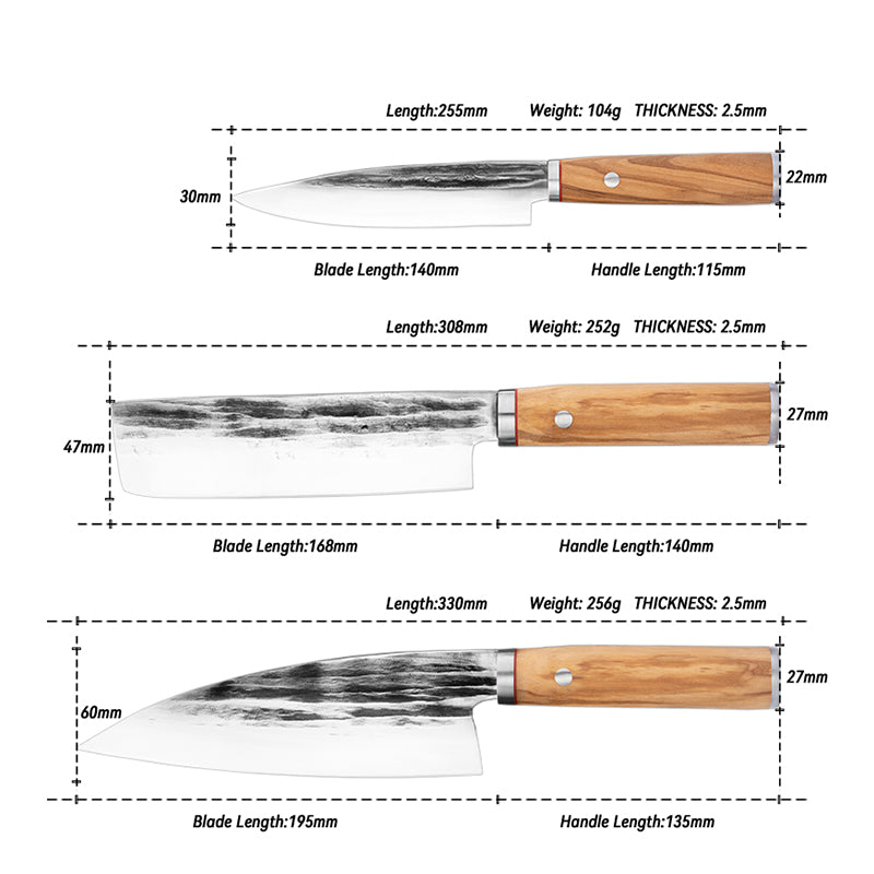 Professional Handmade Forged Kitchen Knife 5Cr15Mov High Carbon Steel Chef Nakiri Utility Knives Fish Meat Slicer with Olive Wood Handle