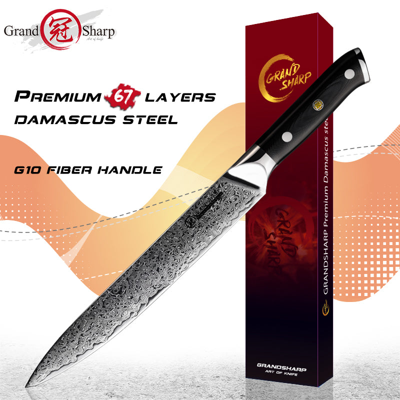 Grandsharp Damascus Knife Set 67 Layers AUS-10 Japanese Damascus Steel Chef Cleaver Boning Kiritsuke Santoku Kitchen Knives