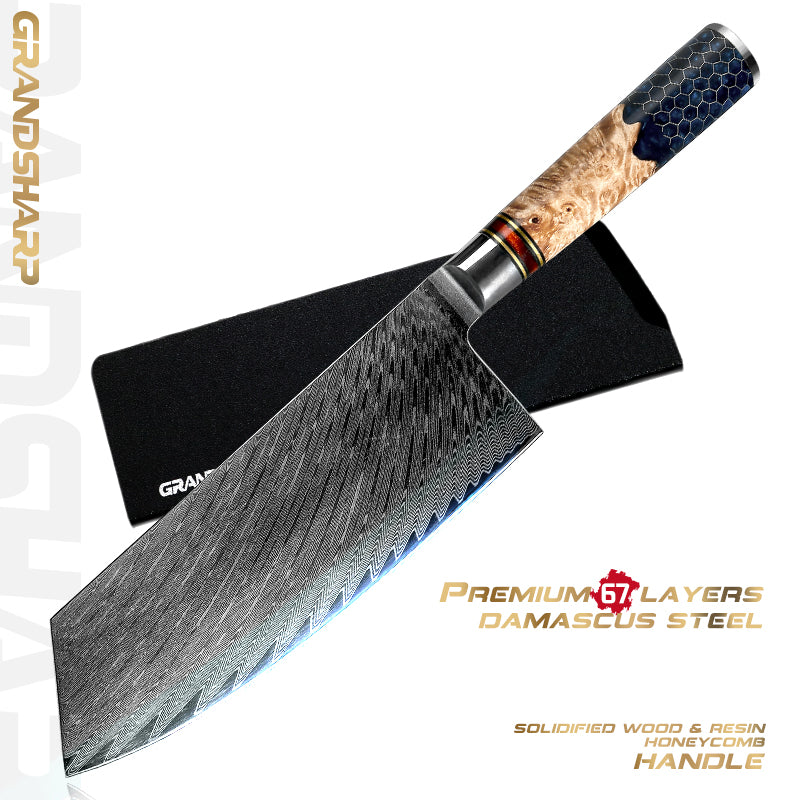 Damascus Kitchen Knives AUS- 10 Japanese Chef Knife Cleaver Paring Bread Utility Knife Cooking Tool with Gift Box