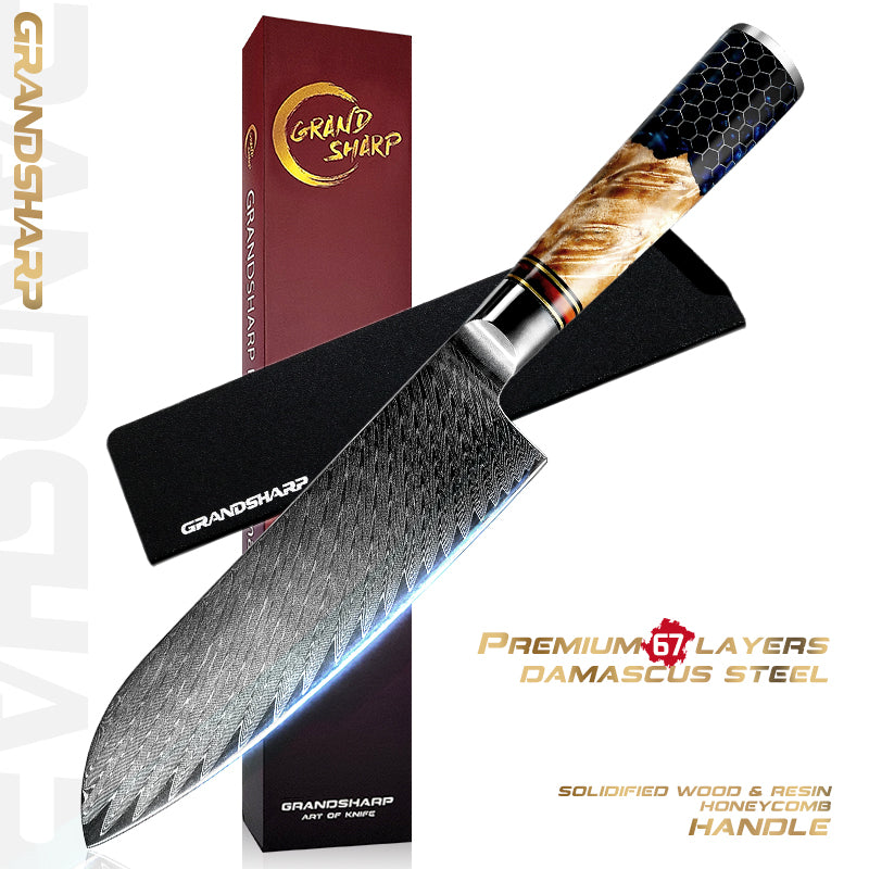 Damascus Kitchen Knives AUS- 10 Japanese Chef Knife Cleaver Paring Bread Utility Knife Cooking Tool with Gift Box