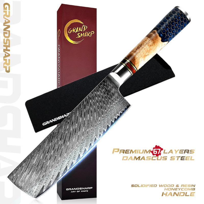 Damascus Kitchen Knives AUS- 10 Japanese Chef Knife Cleaver Paring Bread Utility Knife Cooking Tool with Gift Box