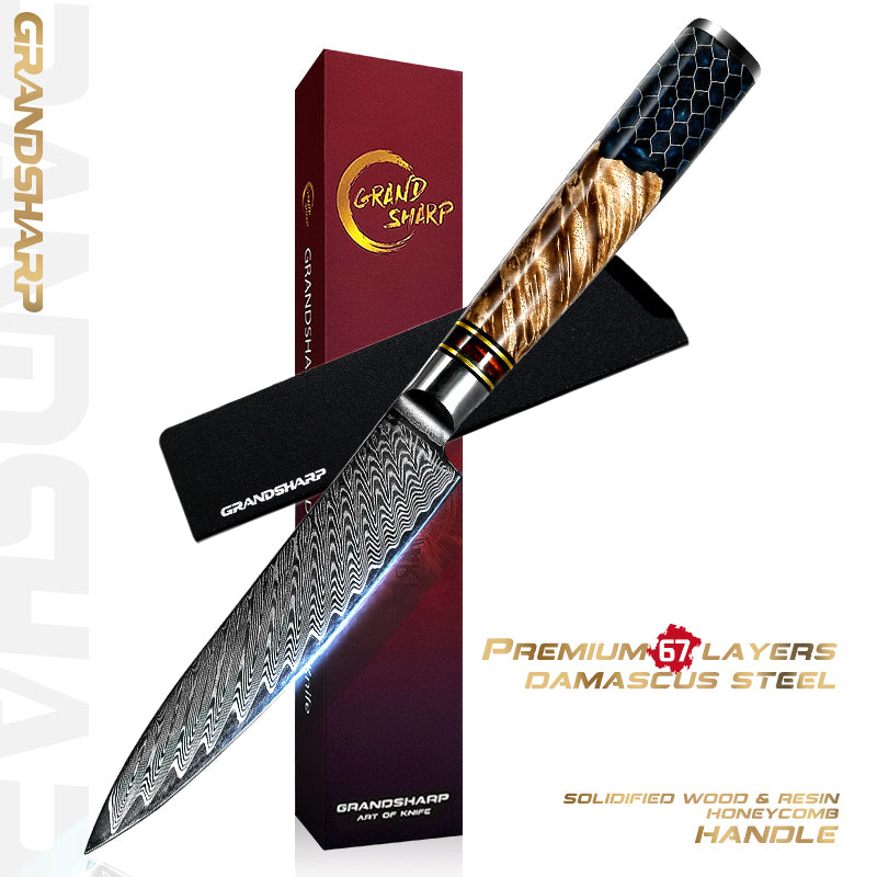 Damascus Kitchen Knives AUS- 10 Japanese Chef Knife Cleaver Paring Bread Utility Knife Cooking Tool with Gift Box