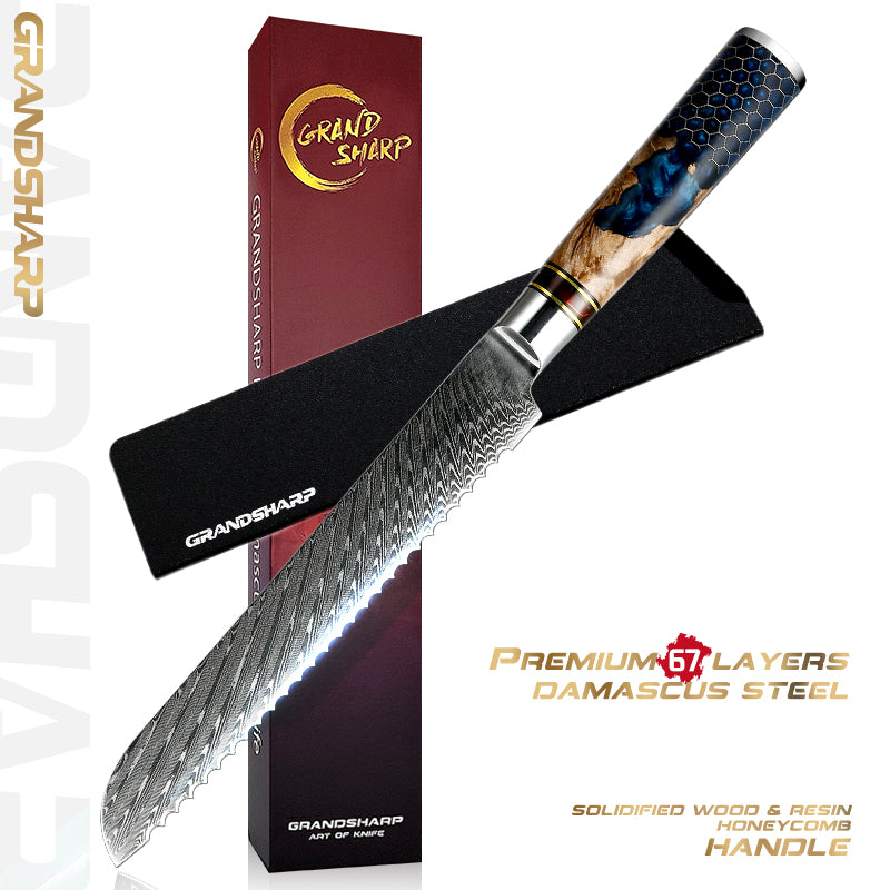 Damascus Kitchen Knives AUS- 10 Japanese Chef Knife Cleaver Paring Bread Utility Knife Cooking Tool with Gift Box