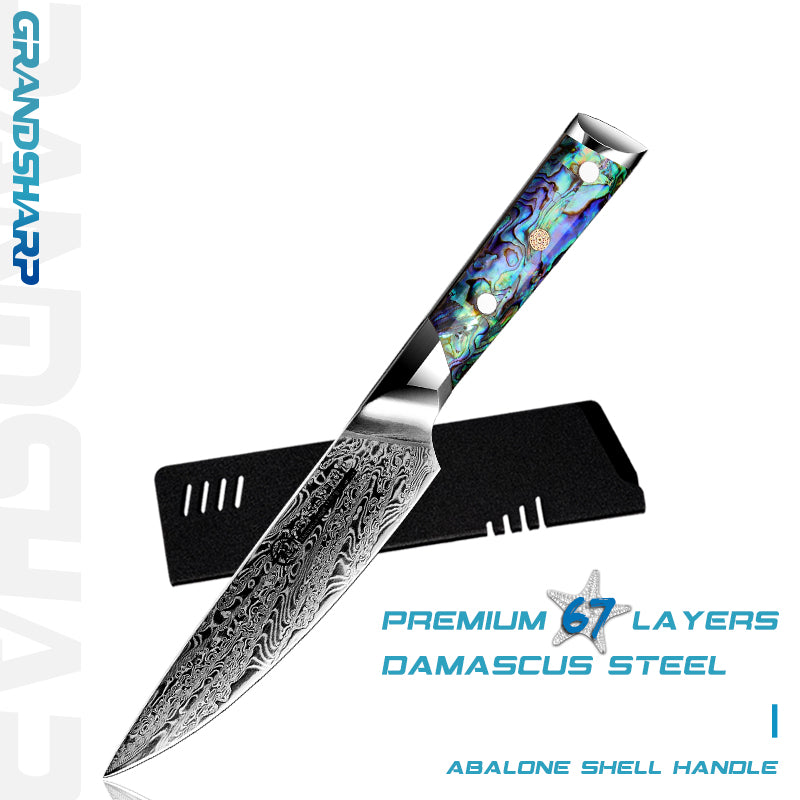 Damascus Steel Kitchen Knive Set AUS10 Chef Knife Kiritsuke Boning Utility Paring Knife Abalone Shell Handle