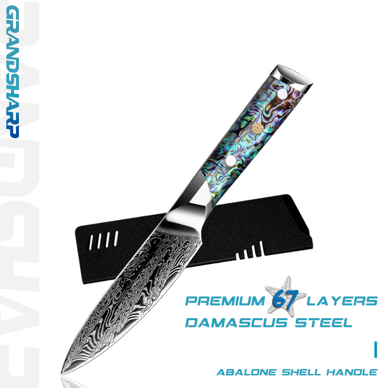 Damascus Steel Kitchen Knive Set AUS10 Chef Knife Kiritsuke Boning Utility Paring Knife Abalone Shell Handle