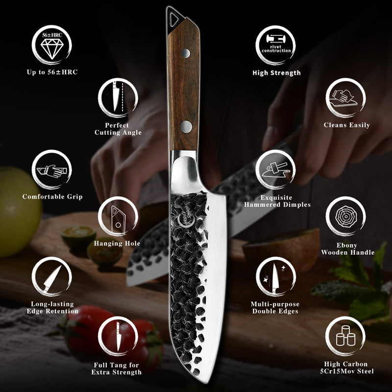 Handmade Forged 5Cr15mov Steel Sharp Chef Knife Meat Cleaver Kiritsuke Santoku Paring Butcher Knives Kitchen Cutlery