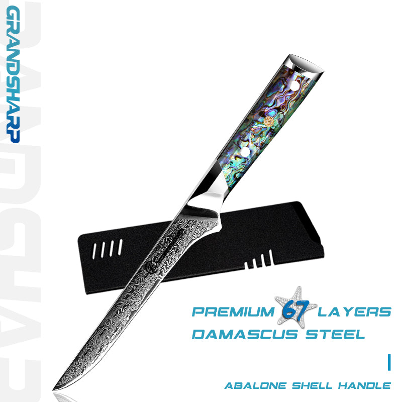Damascus Steel Kitchen Knive Set AUS10 Chef Knife Kiritsuke Boning Utility Paring Knife Abalone Shell Handle