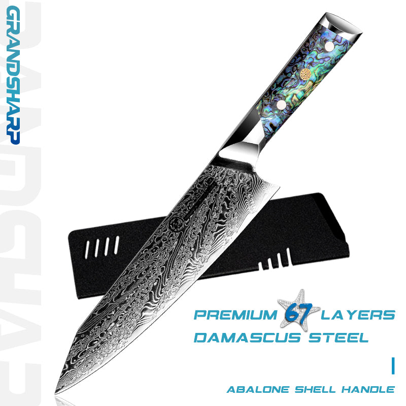 Damascus Steel Kitchen Knive Set AUS10 Chef Knife Kiritsuke Boning Utility Paring Knife Abalone Shell Handle