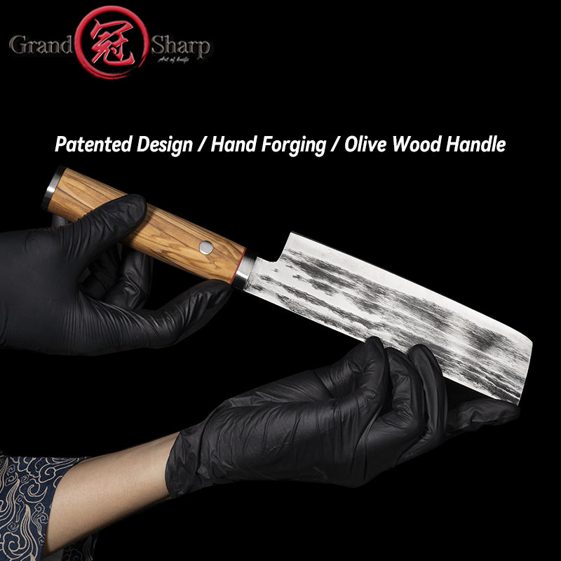 Professional Handmade Forged Kitchen Knife 5Cr15Mov High Carbon Steel Chef Nakiri Utility Knives Fish Meat Slicer with Olive Wood Handle