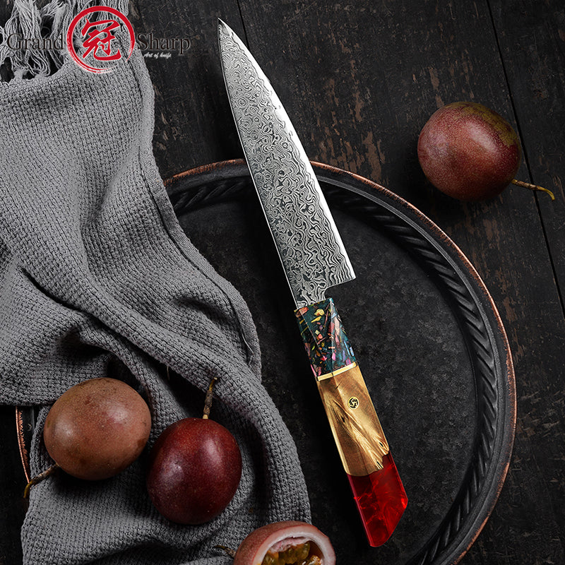 5.5 Inch Utility Knife Japanese Damascus AUS10 Steel Kitchen Knives Ultra Sharp Stainless Steel Chef Slicing Cutter