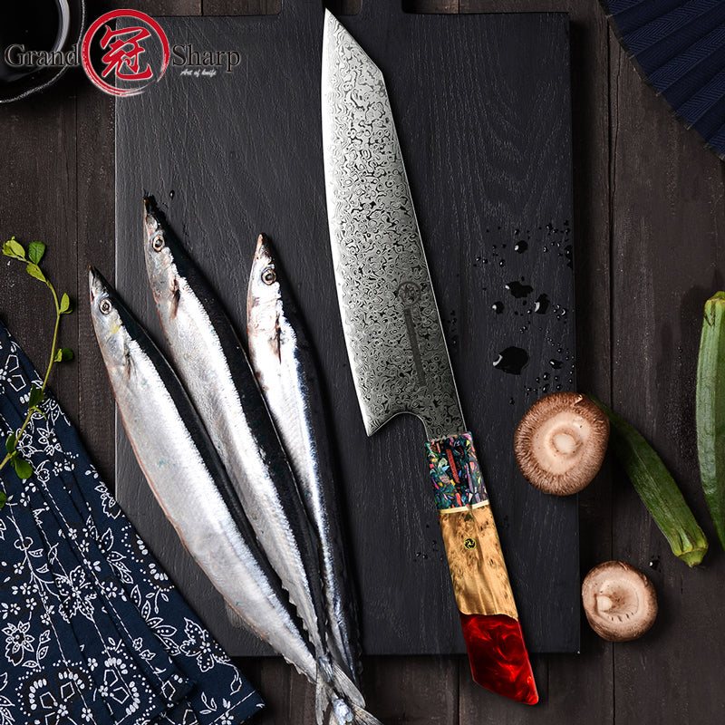 8 Inch Kiritsuke Knife 67 Layers AUS-10 Japanese Damascus Kitchen Chef Knife Kitchen Meat Fish Salmon Sashimi Sushi Knives