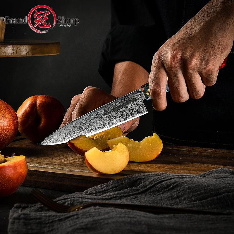 5.5 Inch Utility Knife Japanese Damascus AUS10 Steel Kitchen Knives Ultra Sharp Stainless Steel Chef Slicing Cutter