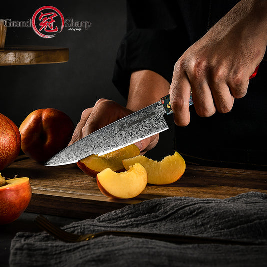 5.5 Inch Utility Knife Japanese Damascus AUS10 Steel Kitchen Knives Ultra Sharp Stainless Steel Chef Slicing Cutter