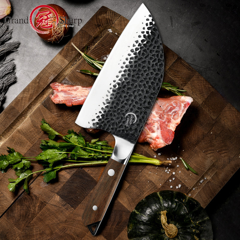 Handmade Forged 5cr15mov Steel Kitchen Knife 8 Inch Cleaver Knife Professional Butcher Knife Chef Knife Chopping Knives