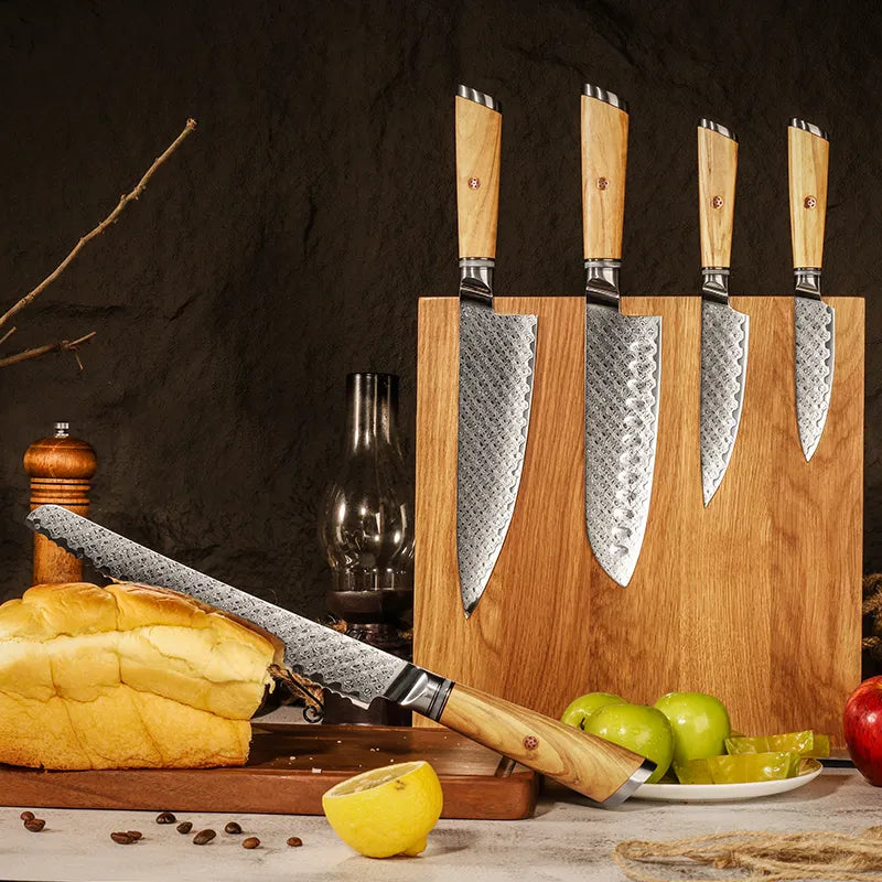 5 Pcs Japanese Damascus Steel Set Damascus AUS 10 Chef Knife Japanese Santoku Utility paring Chef Knife set