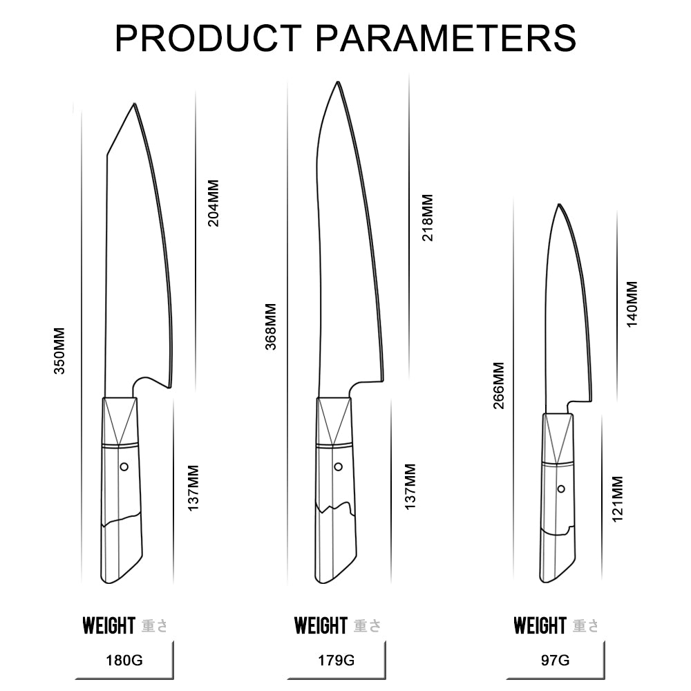 3Pcs Professional Knife Set Japanese AUS-10 Kitchen Chef Knife Damascus Stainless Steel Kiritsuke Utility Knives Meat Slicer Cooking Tools
