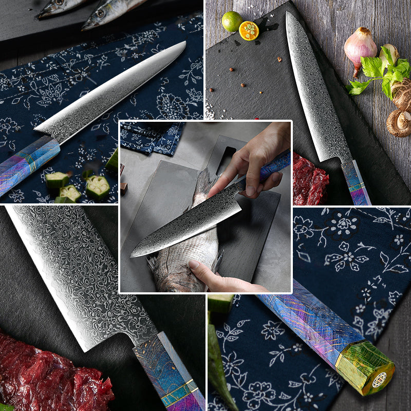 Professional Damascus Kitchen Knife vg10 Japanese Stainless Steel Chef Knife Meat Gyuto Utility Kiritsuke Butcher Cutter Tools