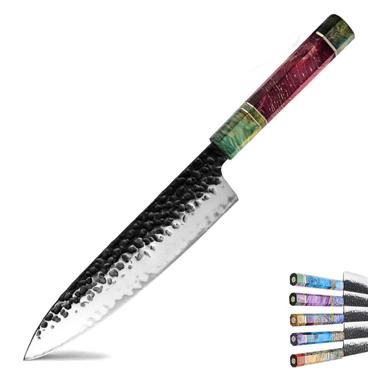 Hand Forged 8 Inch Chef Knife 3 Layers AUS-10 Japanese Steel Sushi Sashimi Kitchen Tools Gyuto Cleaver Slicing Knives