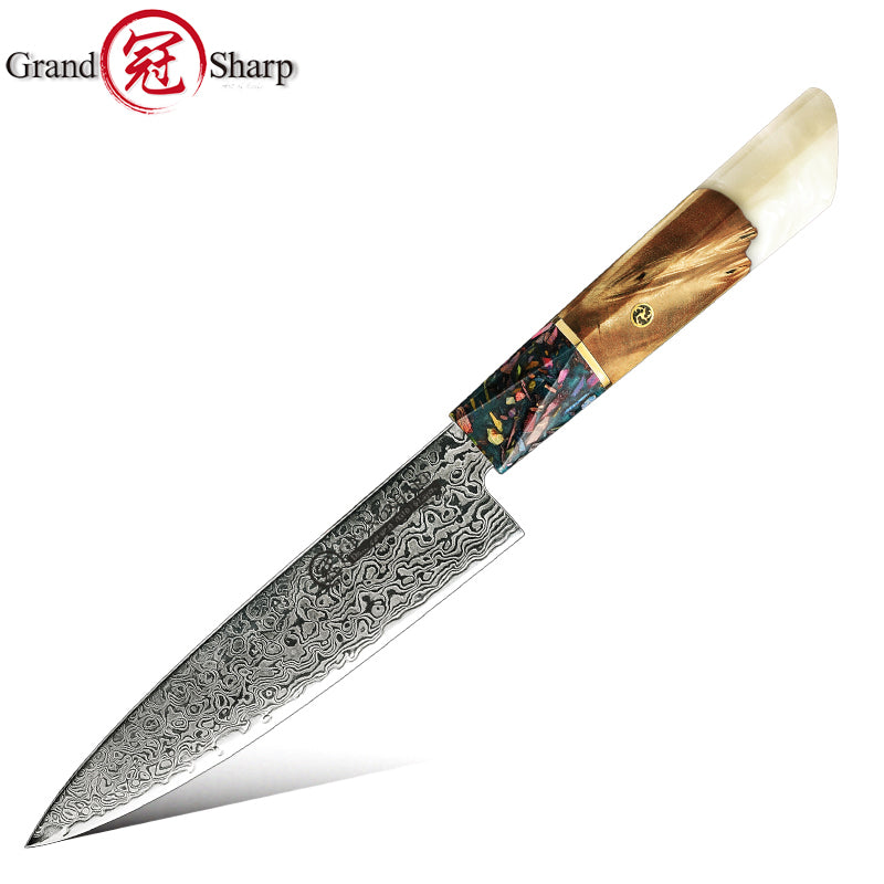 5.5 Inch Utility Knife Japanese Damascus AUS10 Steel Kitchen Knives Ultra Sharp Stainless Steel Chef Slicing Cutter