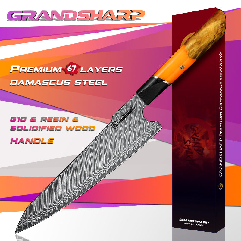 67 Layers Damascus Stainless Steel Japanese Chef Kitchen Knives Nakiri Santoku Knife Meat Slicer Vegetables Cutter