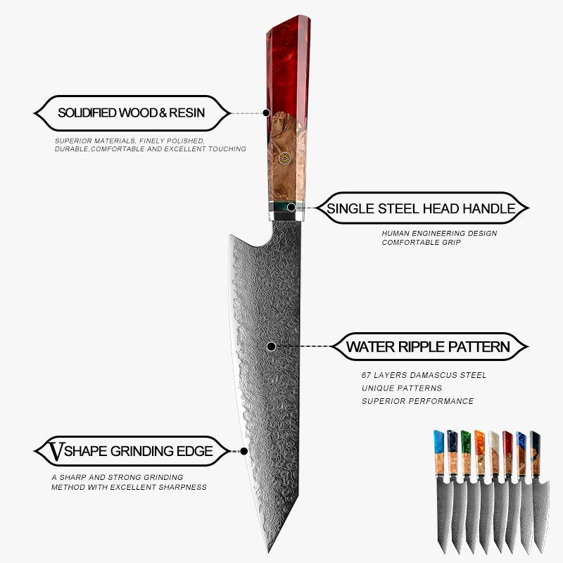 8.2 Inch Chef's Knife 67 Layers Japanese Damascus Kitchen Knife Kitchen Stainless Steel Tool Knives