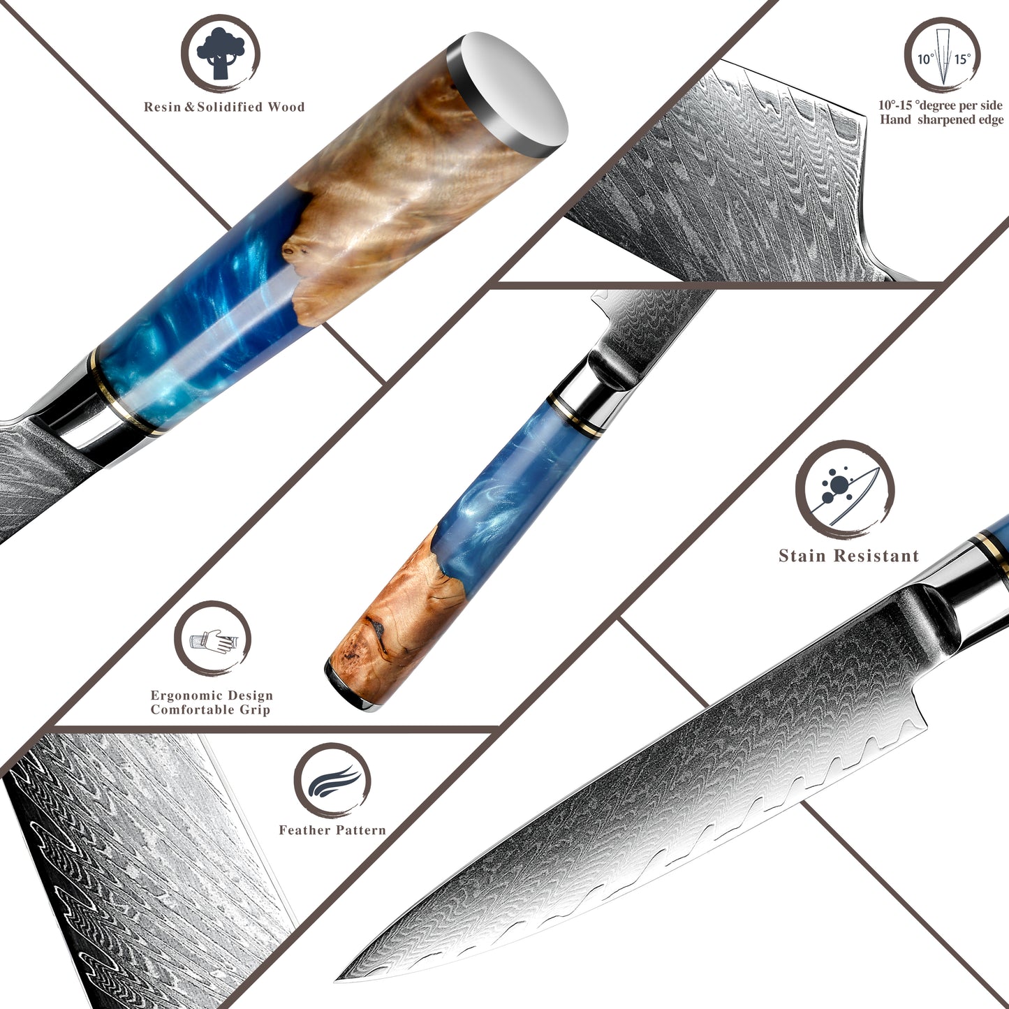Damascus Kitchen Knives vg10 Japanese Stainless Steel Chef Santoku Cleaver Bread Utility Paring Boning Knife Cooking Tools