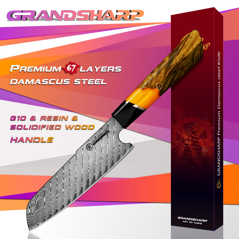 67 Layers Damascus Stainless Steel Japanese Chef Kitchen Knives Nakiri Santoku Knife Meat Slicer Vegetables Cutter