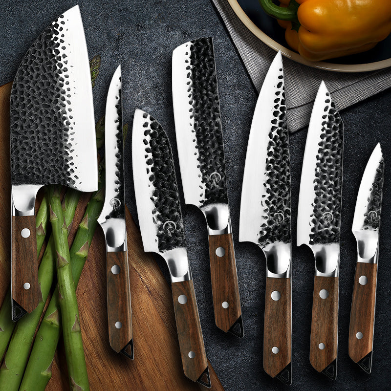 Handmade Forged 5Cr15mov Steel Sharp Chef Knife Meat Cleaver Kiritsuke Santoku Paring Butcher Knives Kitchen Cutlery