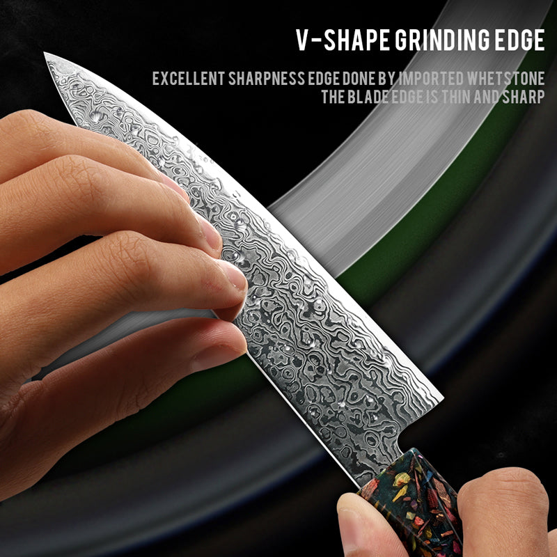 5.5 Inch Utility Knife Japanese Damascus AUS10 Steel Kitchen Knives Ultra Sharp Stainless Steel Chef Slicing Cutter