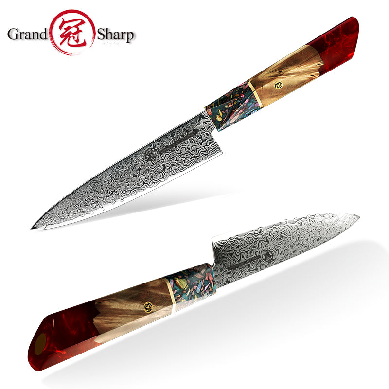 5.5 Inch Utility Knife Japanese Damascus AUS10 Steel Kitchen Knives Ultra Sharp Stainless Steel Chef Slicing Cutter