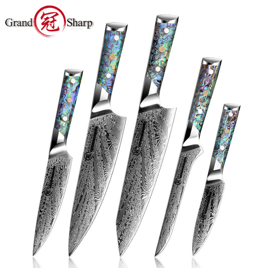 Grandsharp Abalone Handle Damascus Chef Knife Collection