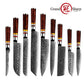 Grandsharp Hot-sale Damascus Kitchen Knife Set 67 Layers Damascus Steel Santoku Boning Kiritsuke Cleaver Utility Chef Knives Set